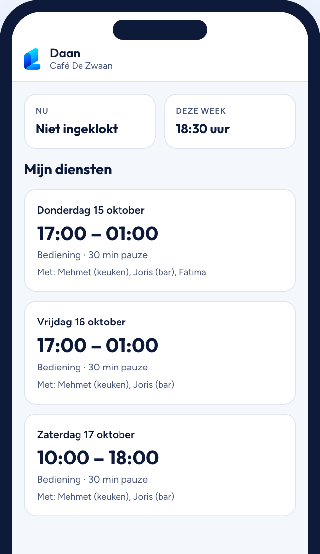 Personeelsapp op de telefoon